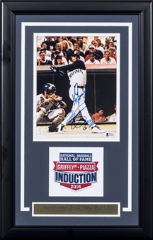 Ken Griffey Jr & Mike Piazza Signed Photo With 2016 Hall of Fame Induction Patch In 15x22 Framed Display (Beckett)